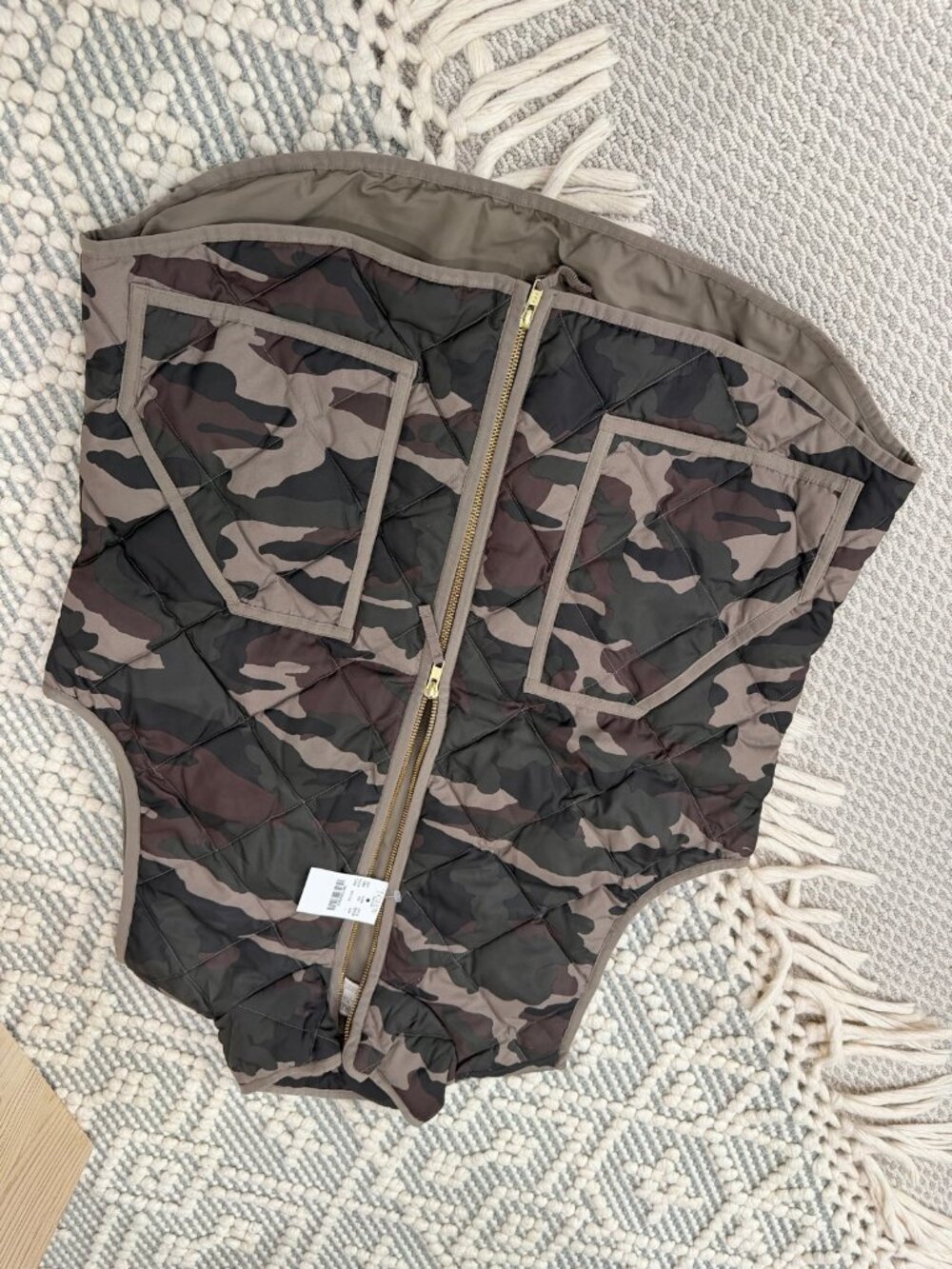 J.Crew Factory Quilted Camo Puffer Vest Womens L Down Fill NWT